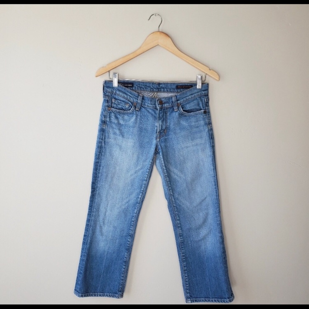 Washed blue jeans